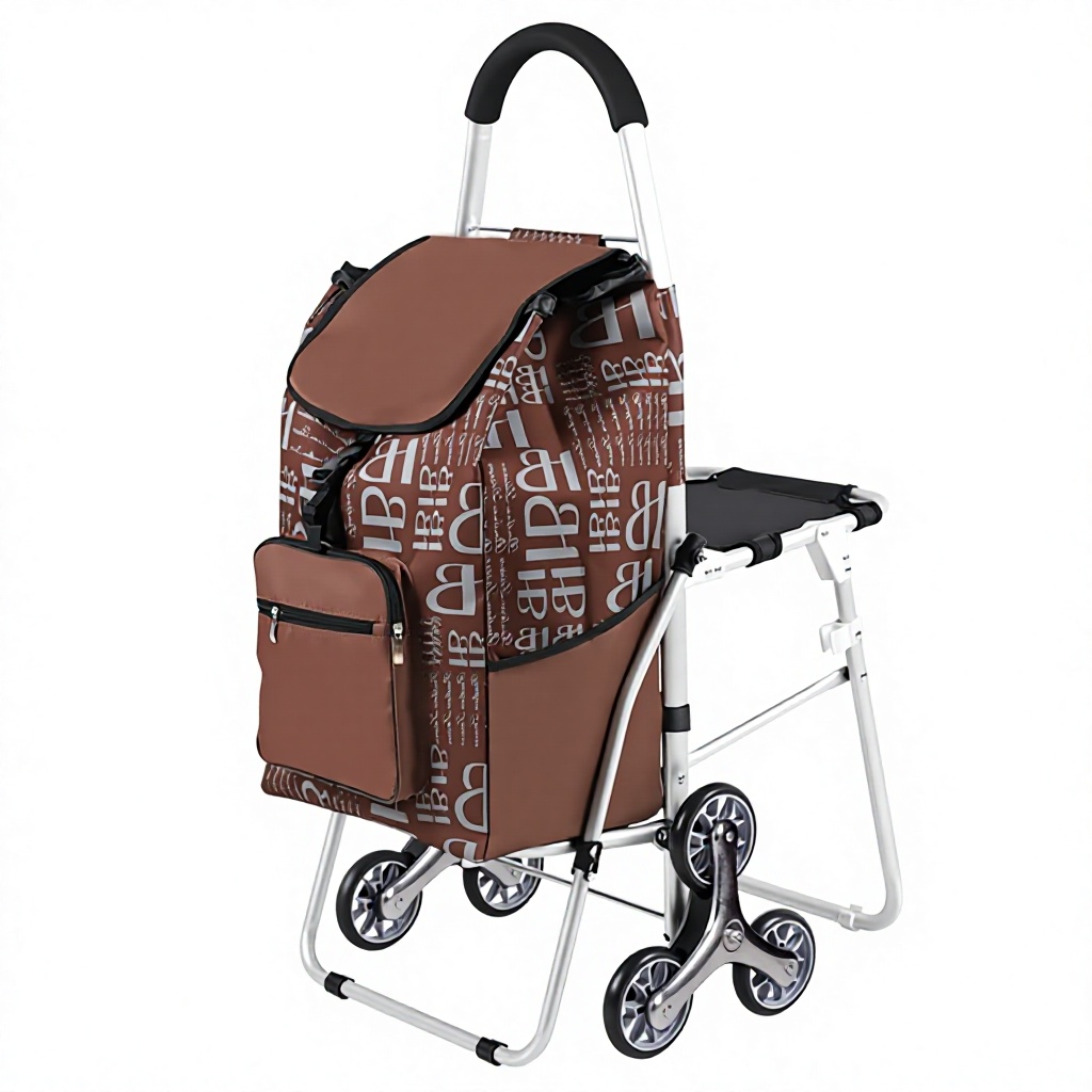 KD-XDZ11-3A Heavy Duty Folding Grocery Cart with Seat - 30mm Aluminum Frame