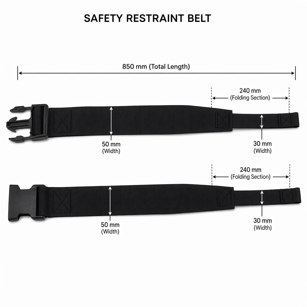 Wheelchair Safety Restraint Belt — 50mm Adjustable Buckle + Dual Webbing, 200-300KG Load Rated