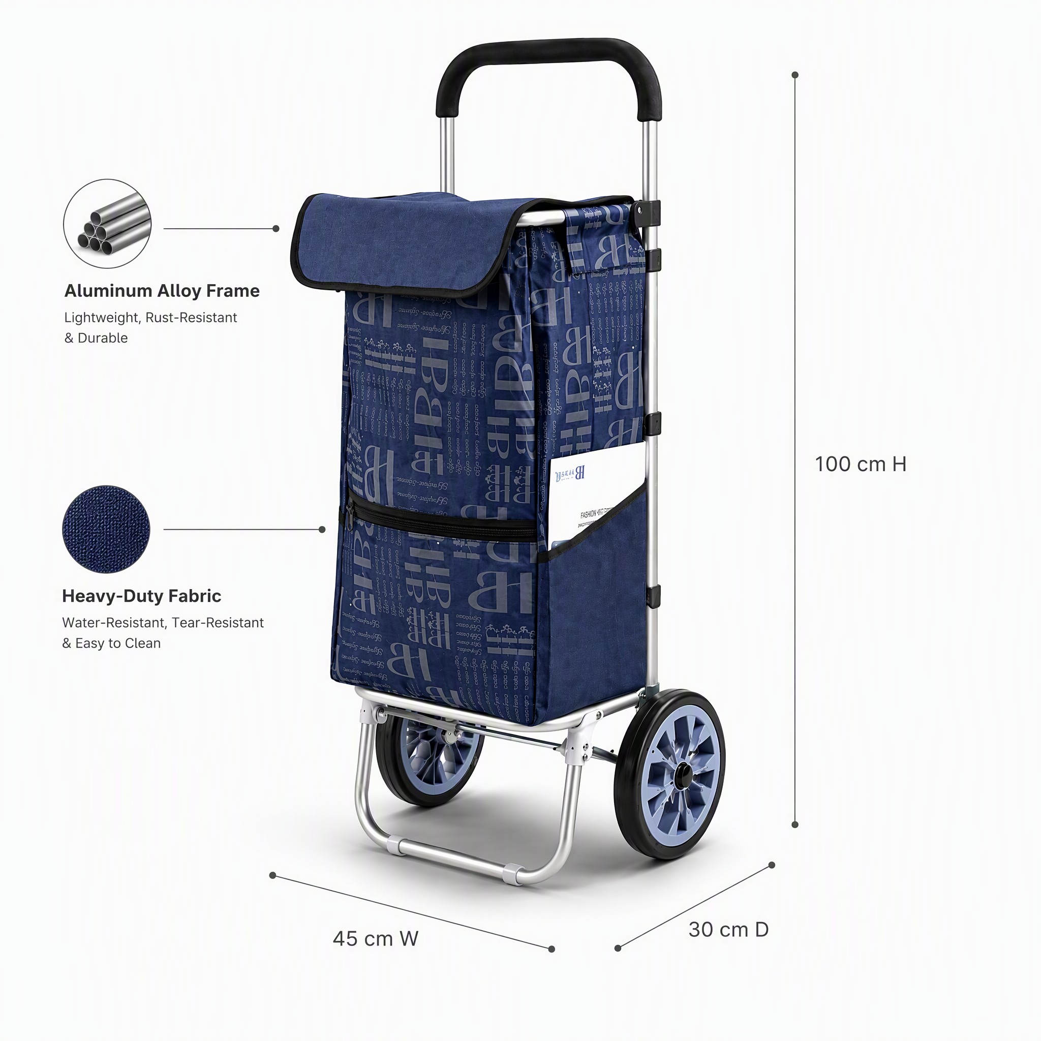 KD-XDL13 Foldable Shopping Cart — Heavy-Duty Aluminum Frame, Folds Flat in Seconds